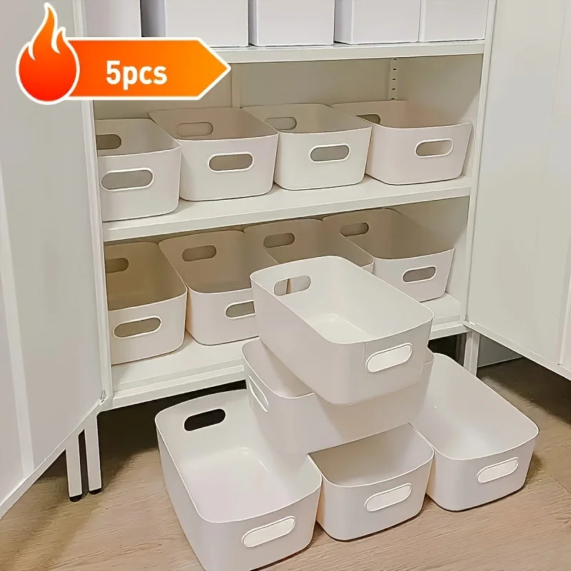 EasyStore™ 5-Piece Stackable Storage Organizer Set – Space-Saving Containers for Kitchen, Bathroom & Bedroom