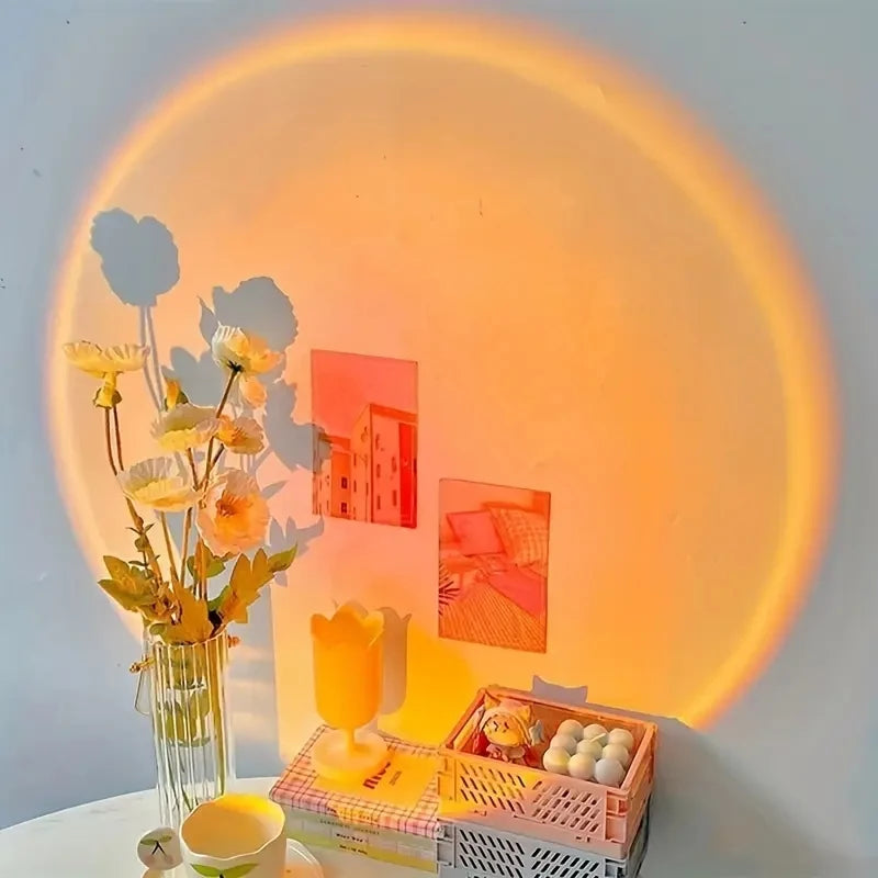 EasyGlow™ Sunset Projection Lamp – Rotatable USB Ambient Light for Bedroom & Living Room