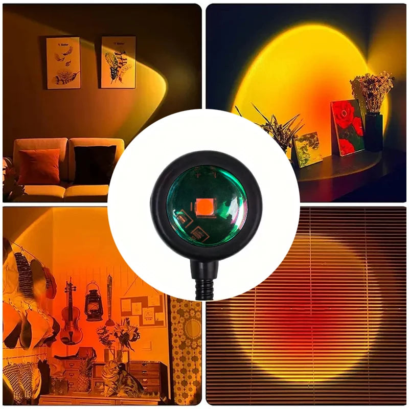 EasyGlow™ Sunset Projection Lamp – Rotatable USB Ambient Light for Bedroom & Living Room